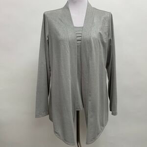 Additions by Chico’s Cardigan Tank Top 2 Large 12 Glittery Gray 2 Piece